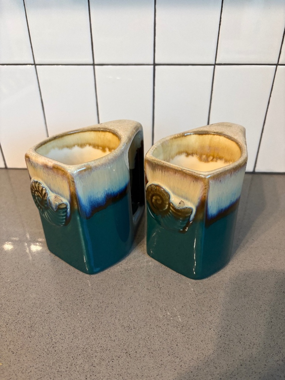 Rodolfo Padilla - Replacement cups - drip glaze with sea shells
